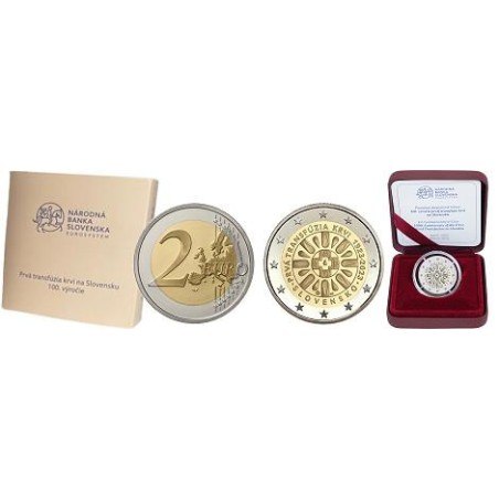 2 Euros Slovaquie 2023, Coffret BE, 100eme anniversaire de la première transfusion sanguine