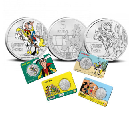 Duo 5 euros Belgique 2024, BU, Lucky Luke version couleur et Gravure