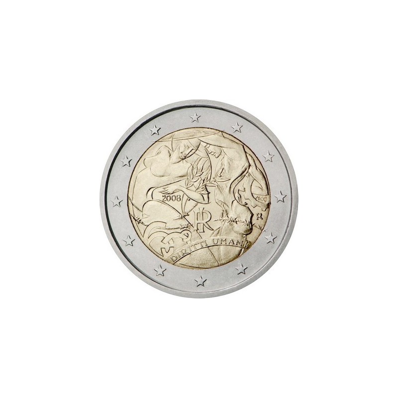 2 Euros Italie 2008, UNC, 60ᵉ anniversaire de la Déclaration universelle des droits de l’Homme