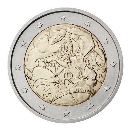 2 Euros Italie 2008, UNC, 60ᵉ anniversaire de la Déclaration universelle des droits de l’Homme