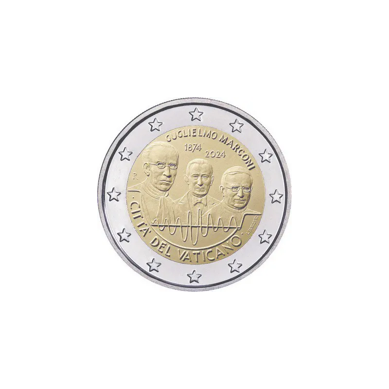 2 Euros Vatican 2024, BE, 150ème anniversaire de la naissance de Guglielmo Marconi