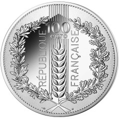 100 Euros Argent, FRANCE 2022, UNC, Le blé