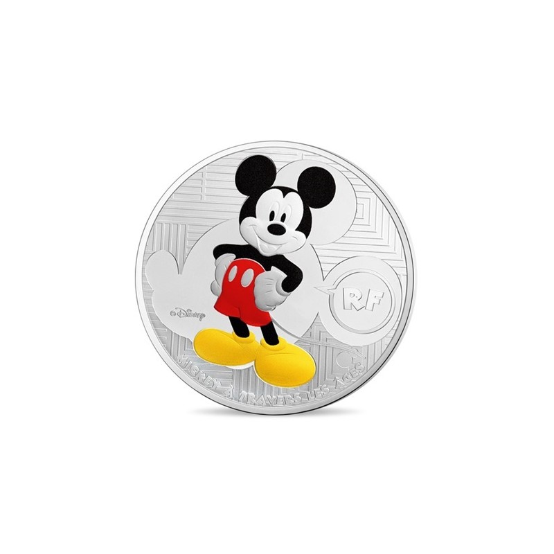 Pièce de 10 Euros Argent Colorisé, FRANCE 2016, BE, Mickey à travers les âges Pièce de 10 Euros Argent Colorisé, FRANCE 2016, BE, Mickey à travers les âges