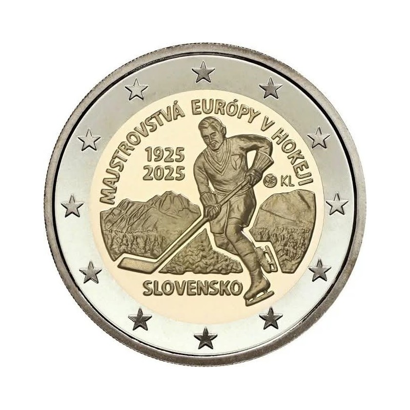 pièce de 2 Euros Slovaquie 2025, UNC, Les 100 ans du premier tournoi international de Hockey sur glace en Slovaquie pièce de 2 Euros Slovaquie 2025, UNC, Les 100 ans du premier tournoi international de Hockey sur glace en Slovaquie