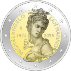 2 euros St Marin 2025, BU, les 550 ans de Michel-Ange