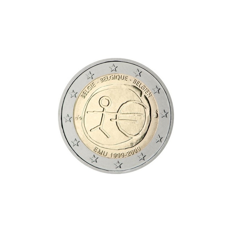 2 Euros Belgique 2009, UNC, 10ᵉ anniversaire de l’Union Économique et Monétaire