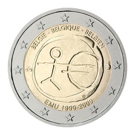 2 Euros Belgique 2009, UNC, 10ᵉ anniversaire de l’Union Économique et Monétaire