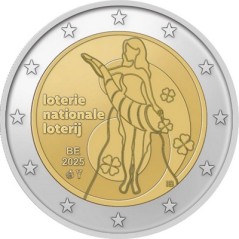 Lot de 2 euros Belgique 2025, BU, Loterie Nationale, Coincards Version Flamande et Française