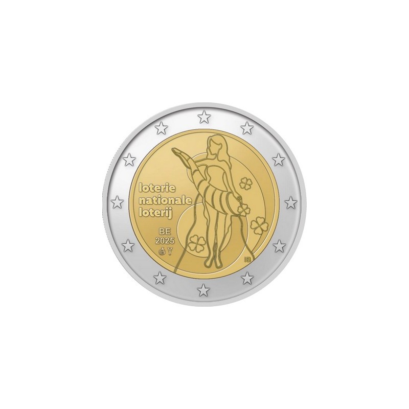 Lot de 2 euros Belgique 2025, BU, Loterie Nationale, Coincards Version Flamande et Française
