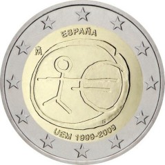 2 Euros Espagne 2009, UNC, 10ᵉ anniversaire de l’Union Économique et Monétaire