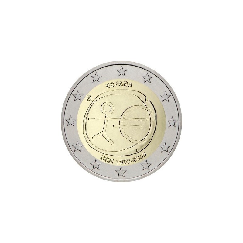 2 Euros Espagne 2009, UNC, 10ᵉ anniversaire de l’Union Économique et Monétaire