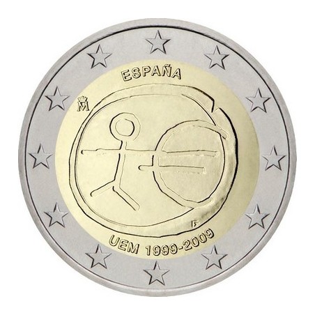 2 Euros Espagne 2009, UNC, 10ᵉ anniversaire de l’Union Économique et Monétaire