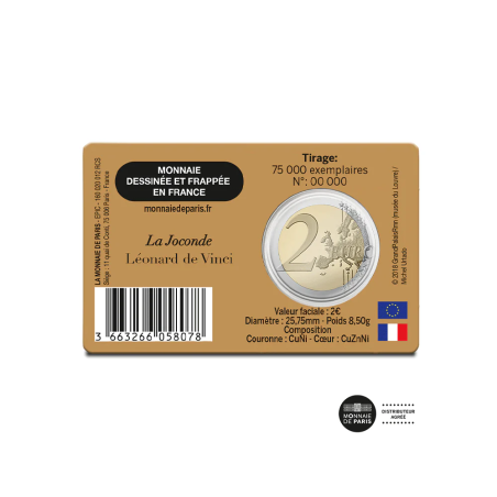 2 Euros France 2025, BU, Musée du Louvre, Coincard La Joconde