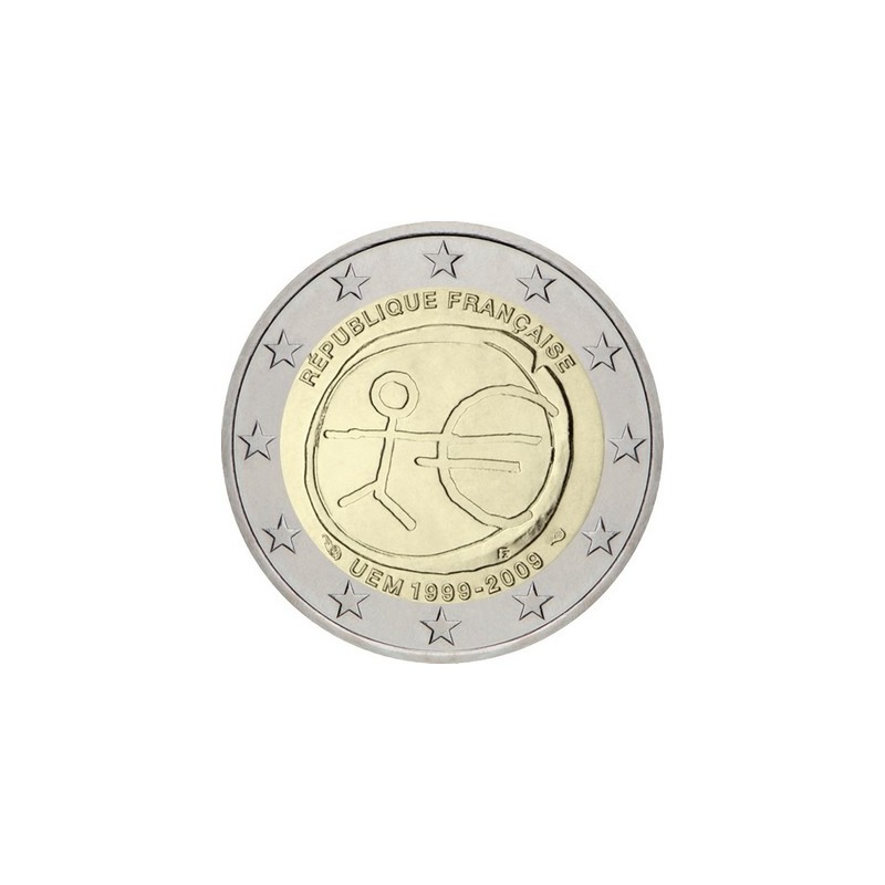 2 Euros France 2009, UNC, 10ᵉ anniversaire de l’Union Économique et Monétaire