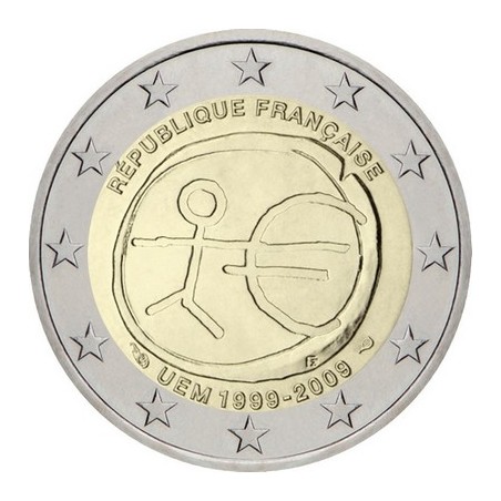 2 Euros France 2009, UNC, 10ᵉ anniversaire de l’Union Économique et Monétaire