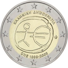 2 Euros Grèce 2009, UNC, 10ᵉ anniversaire de l’Union Économique et Monétaire