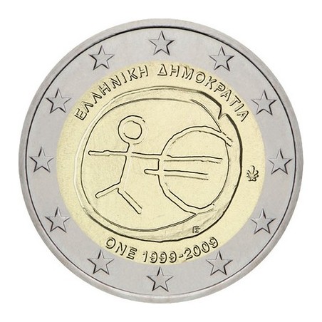 2 Euros Grèce 2009, UNC, 10ᵉ anniversaire de l’Union Économique et Monétaire