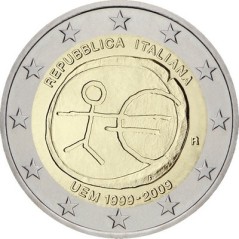 2 Euros Italie 2009, UNC, 10ᵉ anniversaire de l’Union Économique et Monétaire