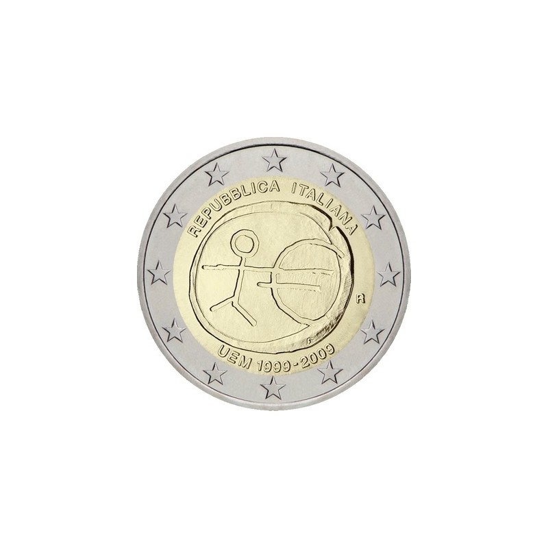 2 Euros Italie 2009, UNC, 10ᵉ anniversaire de l’Union Économique et Monétaire