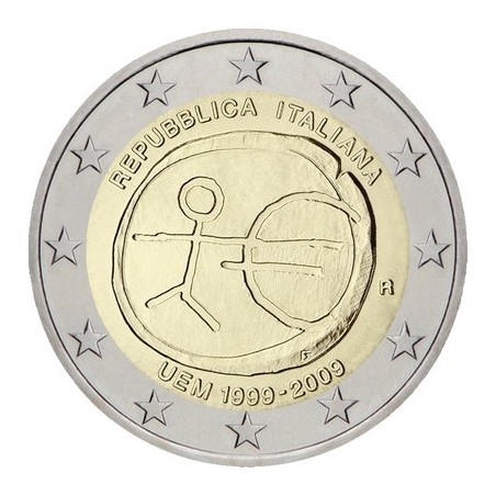 2 Euros Italie 2009, UNC, 10ᵉ anniversaire de l’Union Économique et Monétaire