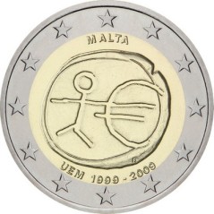 2 Euros Malte 2009, UNC, 10ᵉ anniversaire de l’Union Économique et Monétaire