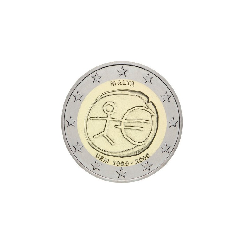 2 Euros Malte 2009, UNC, 10ᵉ anniversaire de l’Union Économique et Monétaire