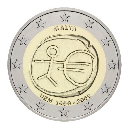 2 Euros Malte 2009, UNC, 10ᵉ anniversaire de l’Union Économique et Monétaire