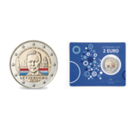 Pièce de 2 euros Luxembourg 2025, BU, 25 ans de l'accession au trône du Grand-Duc Henri "Colorisée"