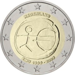 2 Euros Pays-Bas 2009, UNC, 10ᵉ anniversaire de l’Union Économique et Monétaire