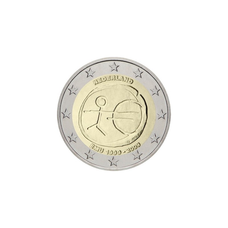 2 Euros Pays-Bas 2009, UNC, 10ᵉ anniversaire de l’Union Économique et Monétaire