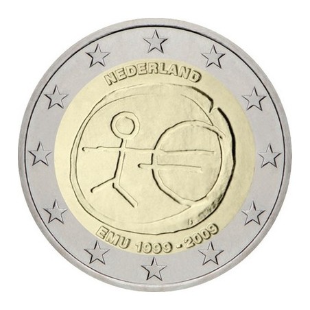 2 Euros Pays-Bas 2009, UNC, 10ᵉ anniversaire de l’Union Économique et Monétaire