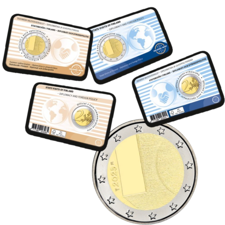 Duo des 2 coincards, 2 euros Finlande 2025, BU, "Diplomatie et politique étrangère"