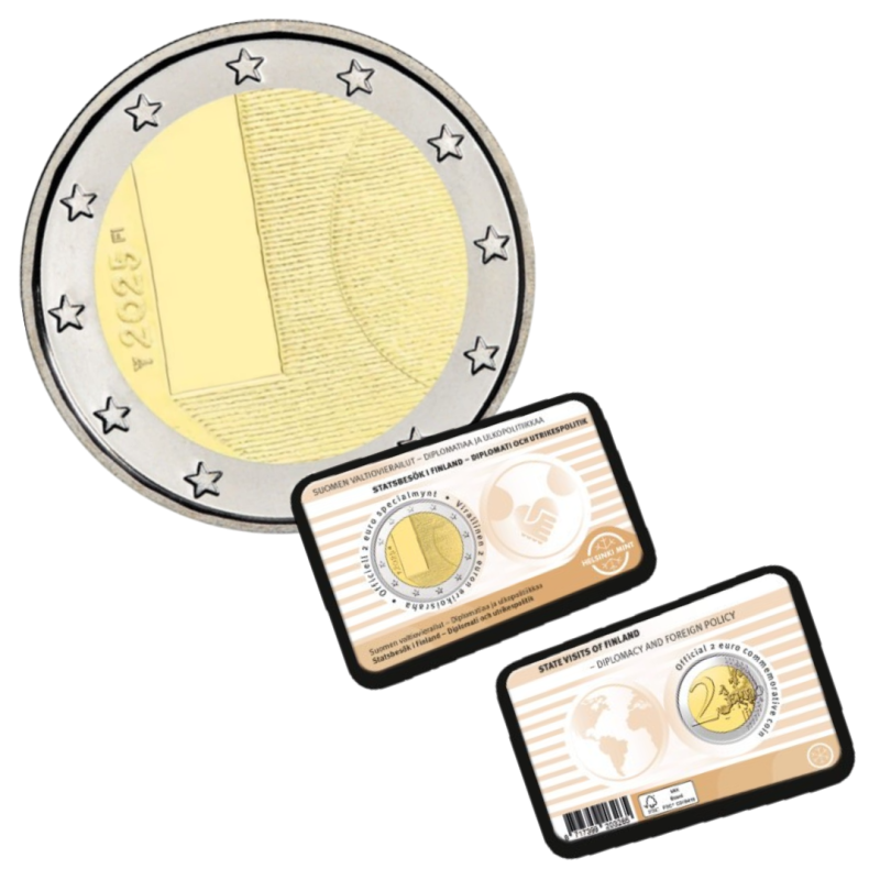 2 euros Finlande 2025, BU, coincard Version Finlandaise, "Diplomatie et politique étrangère"
