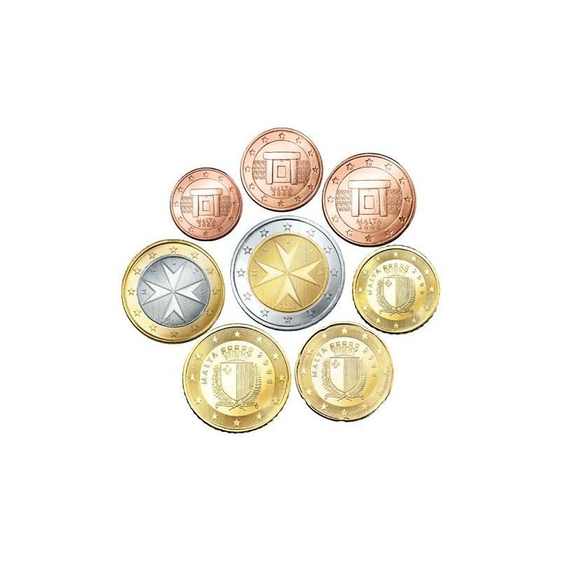 Série 8 pièces euro, Malte 2023, Face nationale (Issus de coffret BU)