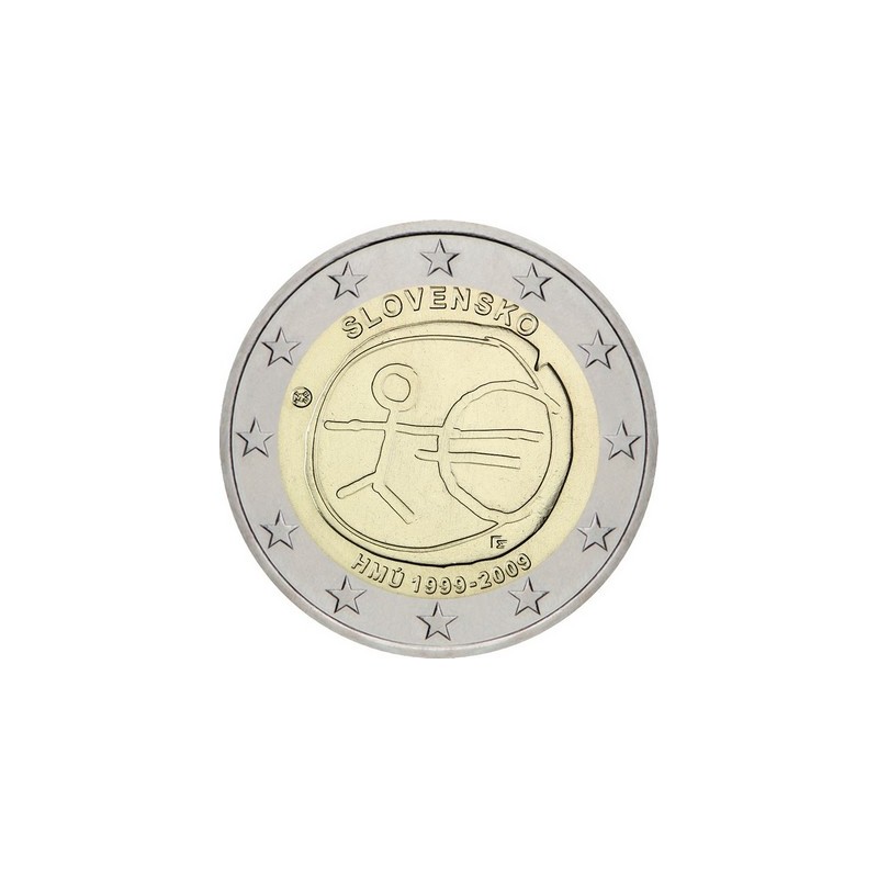 2 Euros Slovaquie 2009, UNC, 10ᵉ anniversaire de l’Union Économique et Monétaire