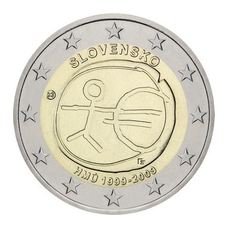 2 Euros Slovaquie 2009, UNC, 10ᵉ anniversaire de l’Union Économique et Monétaire