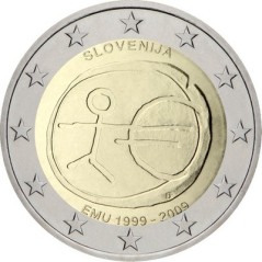 2 Euros Slovénie 2009, UNC, 10ᵉ anniversaire de l’Union Économique et Monétaire