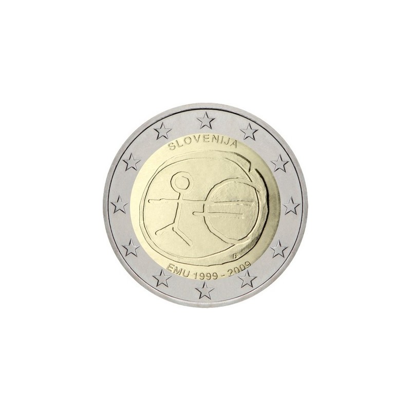 2 Euros Slovénie 2009, UNC, 10ᵉ anniversaire de l’Union Économique et Monétaire