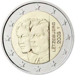 2 Euros Luxembourg 2009, UNC, 90ᵉ anniversaire de l’accession au trône de la Grande-Duchesse Charlotte