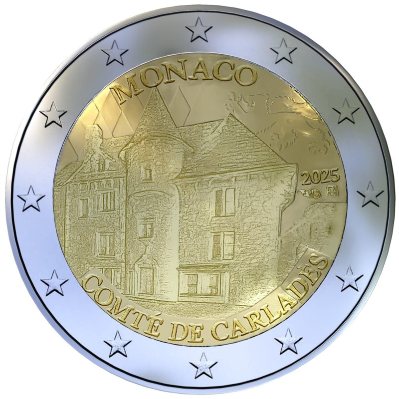 Pièce de 2€ Monaco 2025, BE, Fief de carladès Pièce de 2€ Monaco 2025, BE, Fief de carladès