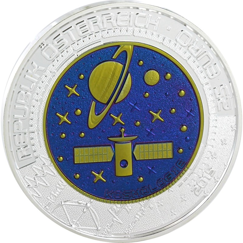 Pièce de 25 Euros Autriche 2015, BU argent et niobium, la Cosmologie Pièce de 25 Euros Autriche 2015, BU argent et niobium, la Cosmologie