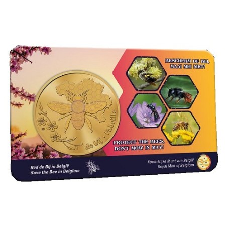 Pièce de 2,50 Euros Belgique 2024, coincard version Flamande, Protéger les abeilles