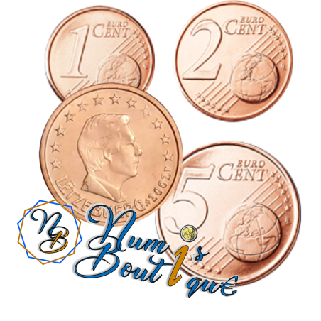 Série 3 pièces Luxembourg 2002, UNC, Face nationale 1, 2 et 5 cts