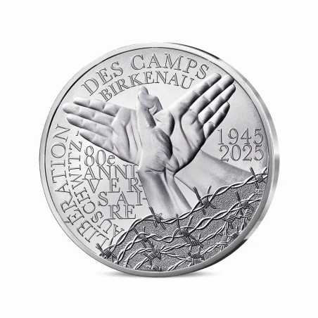 pièce de 10€ France 2025, UNC, 80eme Anniversaire de la Libération du Camps d'extermination d'AUSCHWITZ BIRKENAU