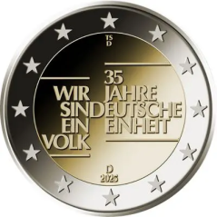coffret des 5 pièces de 2 euros Allemagne 2025, BU, 35 ans d'unité Allemande atelier A,D,F,G,J