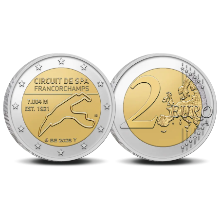 Pièce de 2 euros Belgique 2025, Coincard BU version Française, le circuit Spa-Francorchamps