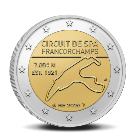 Pièce de 2 euros Belgique 2025, Coincard BU version Flamande, le circuit Spa-Francorchamps