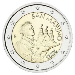 Duo Saint-Marin 2023 UNC, 1 Euro Saint-Marin, La deuxième tour "LA CESTA" et 2 Euros, Portrait de Saint-Marin