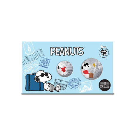 Coffret des 2 pièces de 10 euros et 50 euros France 2025, UNC, 75 ans de PEANUTS - SNOOPY - Colorisée