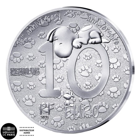 10 euros France 2025, BE, 75 ans de PEANUTS - SNOOPY - Colorisée